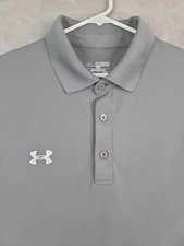 Under Armour Golf Polo Shirt Loose Fit Pullover Mens 2XL Gray LS Heatgear