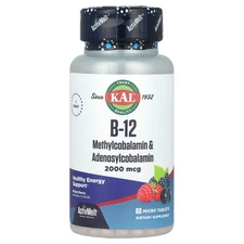 B-12 Methylcobalamin & Adenosylcobalamin, Mixed Berry, 2,000 mcg, 60 Micro