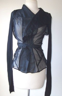 RICK OWENS Vintage Black Sheer Organza Knit Tie Jacket 40 6 Wishbone S/S 07