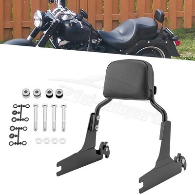 Black Backrest Sissy Bar with Docking For Harley Fat Boy Night Train Cross Bones