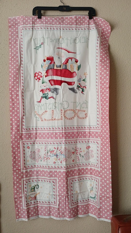 Mary Engelbreit Moda Isn't Christmas Jolly Heigh Ho Holly Quilt Panel Santa - Image 2 of 4