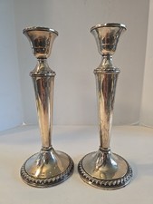 Sterling Silver Pair Of Tall Rogers Weighted Candle Sticks 1900 Antique 925 VTG