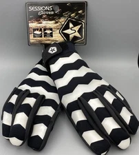 New Sessions Mens Ziggy White Medium M Winter Ski Snow Snowboard Pipe Gloves