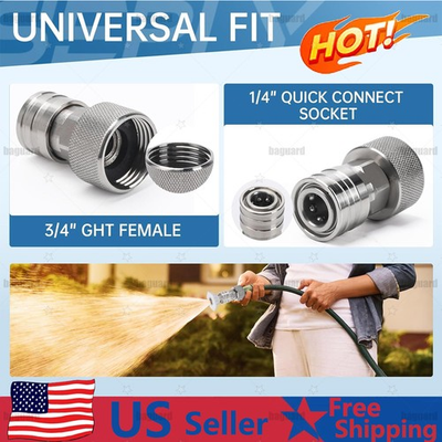 #ad Garden Hose to Pressure Washer Adapter 3 4quot; GHT to 1 4quot; Quick Connect Stainl $13.99