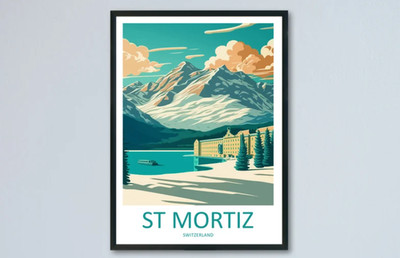 Ski Enthusiast Gift Wall Hanging St. Moritz Art