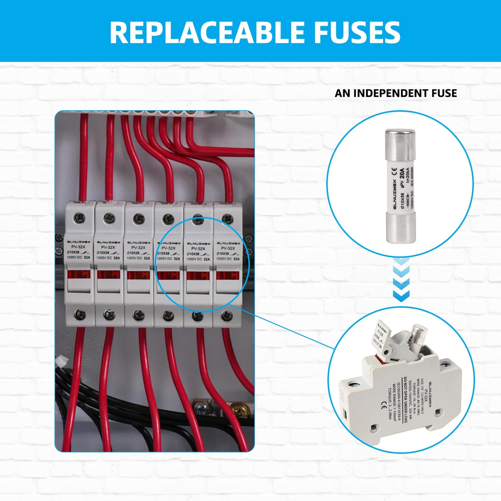 6 String Metal Solar Combiner Box, PV Combiner Box with 20A Rated Current Fuse,