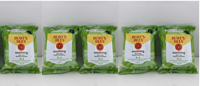 Burt's Bees Soothing Aloe Face Wipes Sensitive Fragrance-Free 30ct x5 =150 wipes