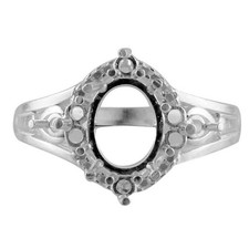 Semi Mount 925 Sterling Silver Ring 9x7 Mm Oval Solitaire Halo Wedding Ring