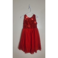 GUC Cat  Jack Girl  s Holiday Red Dress With Sequins and Tulle sz L 10/12