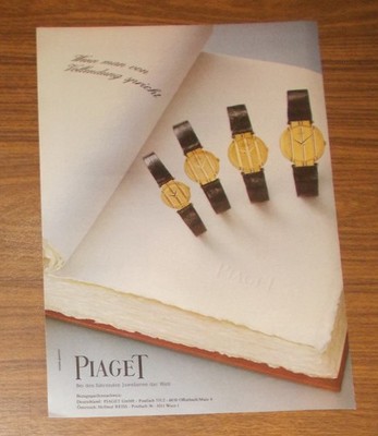 Rare Advertising Piaget Watches - Speaking of Completion 1985