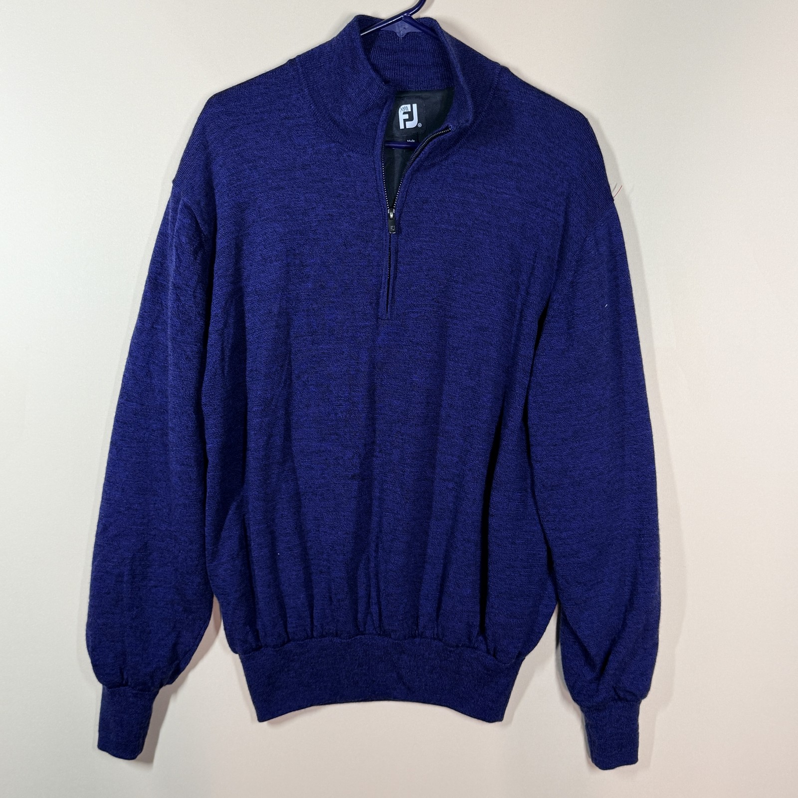 FJ Footjoy Wool Insulated Pullover Sweater Royal Blue 1/4 Pullover Mens Medium M
