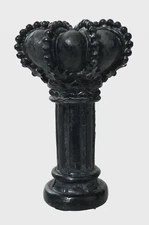 Crown on Pedestal Stand Black Resin Finial 2 1/2" Tall Lamp Part