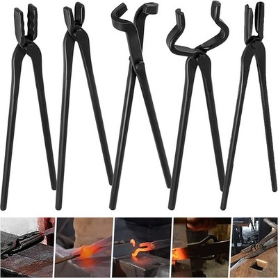 Knife Making Tongs Set Tools Blacksmith Bladesmith Tong Vise Anvil Forge 5 PCS