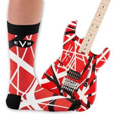 Eddie Van Halen Striped Red, Black  White Socks Men's US 8-12