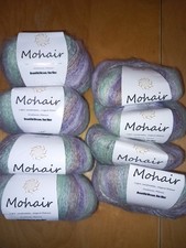 8 X 20g Faux Imported Mohair Yarn Bnwt Carefully Stored Purple/ Green Shades