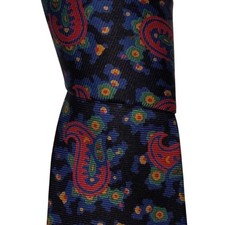 Vintage Burberry London Silk Necktie Mens Multicolor Paisley Designer Tie EUC