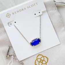 Kendra Scott Elisa Silver Pendant Necklace in Cobalt Cats Eye