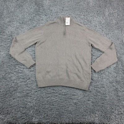 Eventide Sweater Mens Large Steel Gray 1/4 Zip Mock Neck Knit Pullover NWT