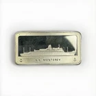 S.S Monterey Boat The Franklin Mint 1000 Grains Sterling Silver .925 Silver Bar