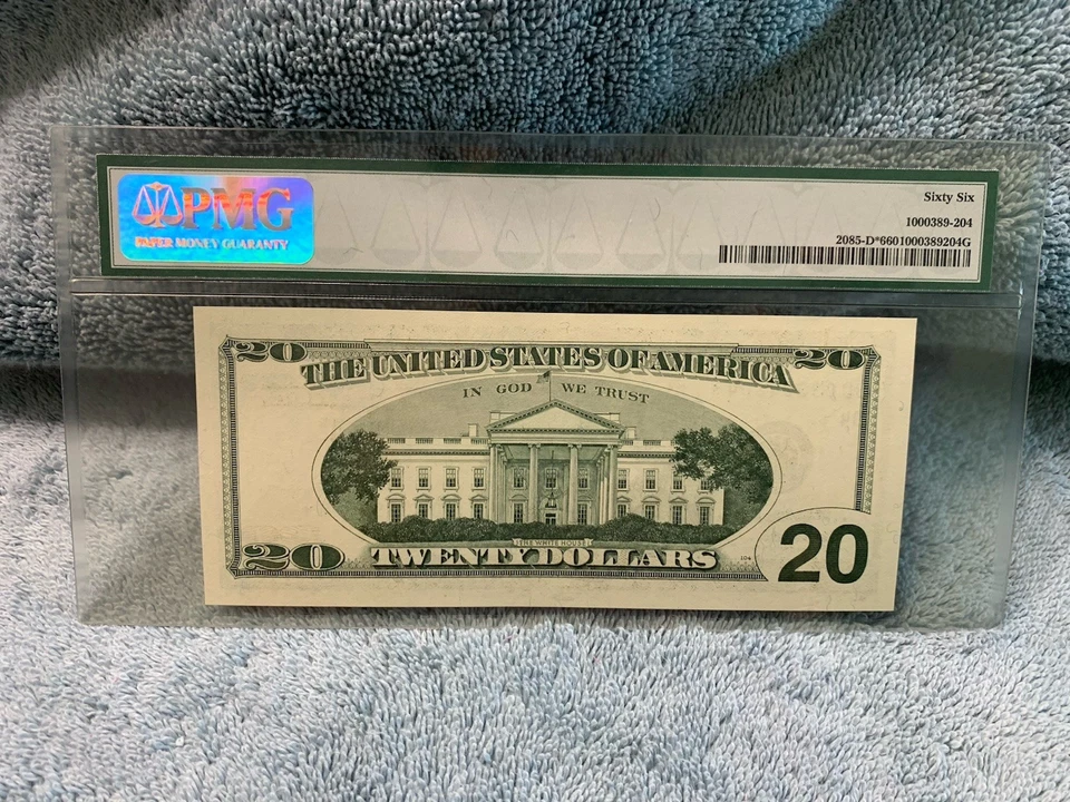 1999 $20 Federal Reserve Note Fr 2085-D Star PMG 66 - Image 2 of 2
