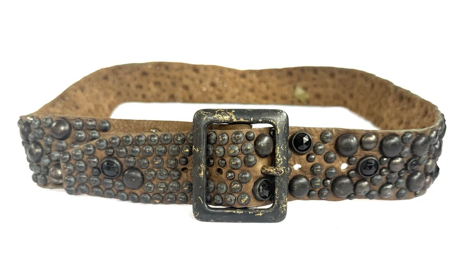 Auténtico JOED Cuero Búfalo Marrón Ejército, Tachuelas Negras Envejecidas Piedras De Colección Medianas Foto 2 de 4