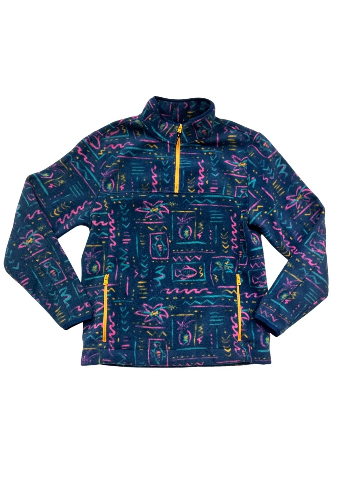 Chubbies Fleece Pullover Jacket L Large Multicolor Retro Pattern #190A