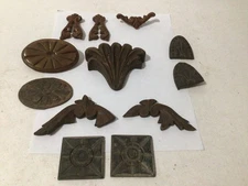 Vintage Ornate Carved Wood Design Pieces Applique from Old Furniture Bag C