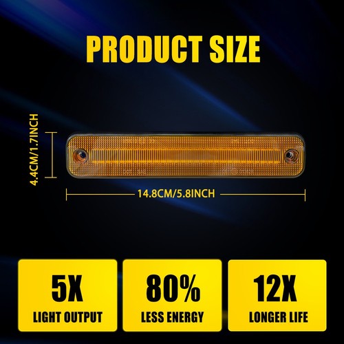 For 2003-2009 Hummer H2 Front LED Fender Side Marker Signal Lights Amber Lens - Picture 10 of 12