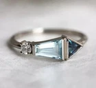 Wedding Women Band Ring 2Ct Trillion Lab-Created Blue Topaz 14KWhite Gold Plated