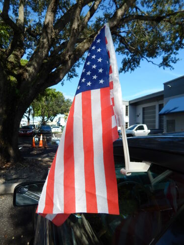 2x  USA  American Bandera Car Window Flag 12"x18" Patriotic Fast Shipping - Picture 1 of 6