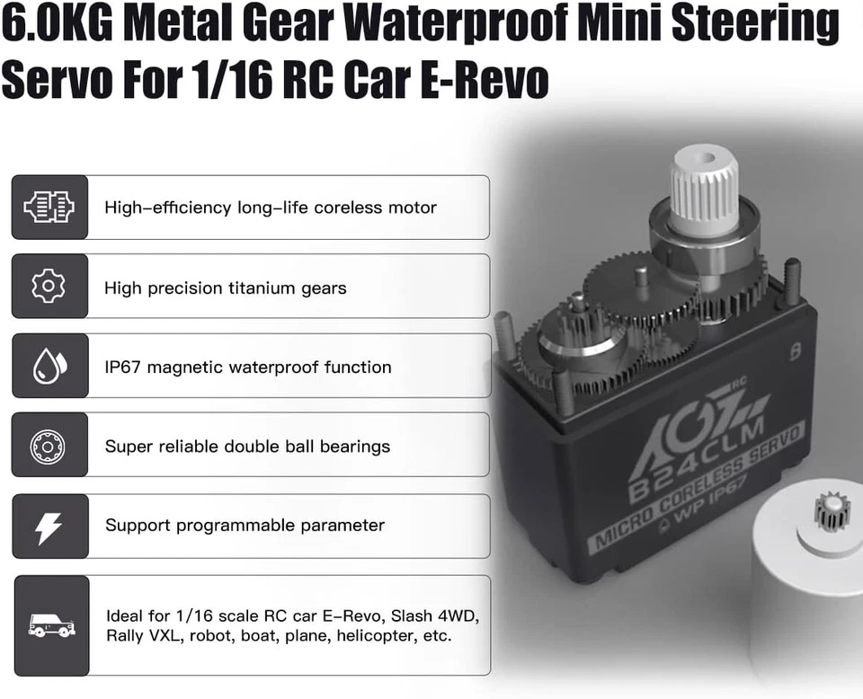 1/16 METAL GEAR SERVO UPGRADE E-REVO SUMMIT SLASH 2080X .085Sec coreless  HV  - Image 2 of 3