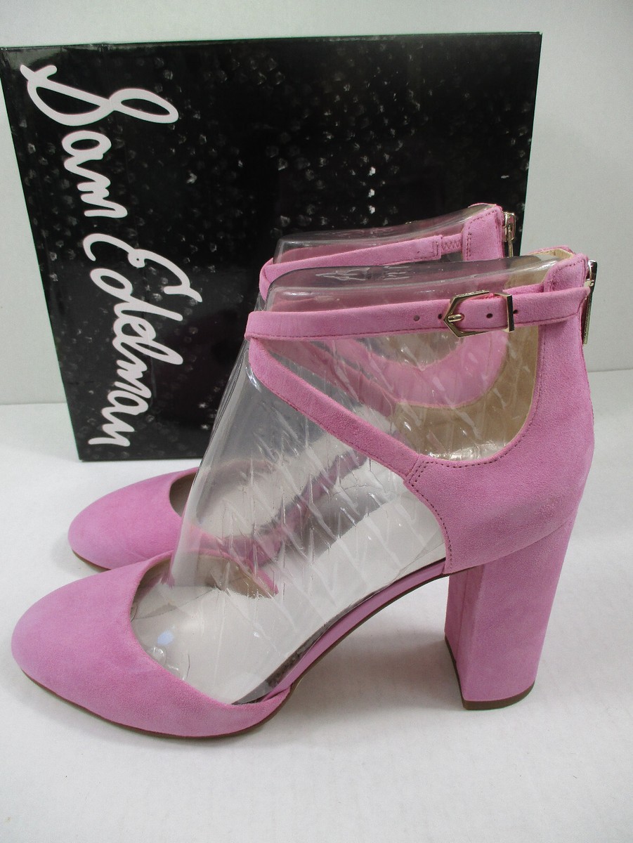 NEW Sam Edelman Simmons Fiji Pink Suede Ankle Strap Women's Heels Size 10 M