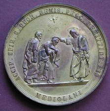 MEDAGLIONE GIUBILEO SACERDOTALE REGNO ITALIA V. EMANUELE II° 1869 DIOCESI MILANO