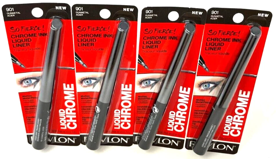 (4) Revlon So Fierce! Chrome Ink Liquid Liner 0.03 oz Sealed 901 - Gunmetal - Image 2 of 3