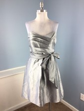 Alfred Sung L 10 12 Quarry Gray Strapless Cocktail Formal Party dress A Line EUC