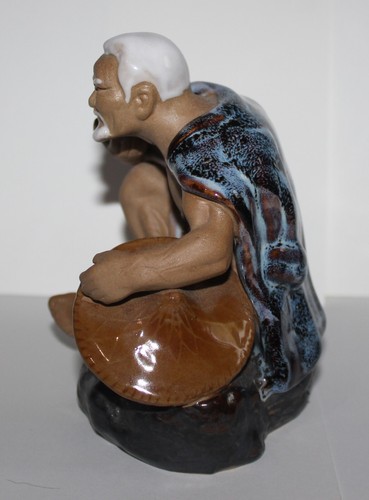 Vintage Chinese Elder Rice Worker Shiwan Clay Mudman Figurine CQ1 - Picture 3 of 8