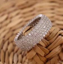 2 Ct Round Cut Simulated Diamond Full Eternity Band Ring 14k White Gold Plated