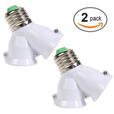 2X 2 in 1 E27 Lamp Socket Splitter Adapter Light Double Y Bulb Base Stand Holder