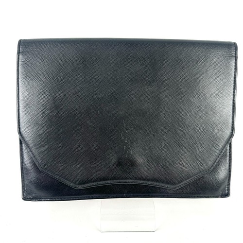 Yves Saint Laurent Clutch Bag Leather Black Vintage Authentic