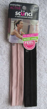 2 Scunci Active Pink Black No Slip Soft Fabric Headband Headwrap Hair Head Bands