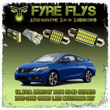 White Led Interior Lights Package Kit For 2013-2015 Civic 6 Pcs 3014 Series Smd