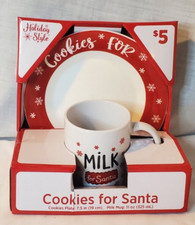 Cookies for Santa Plate and Mug Ceramic New