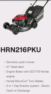 Honda HRN216PKUA Push Mower Stroke 3-in-1 Catch Ute Mulch $1598+  Australia