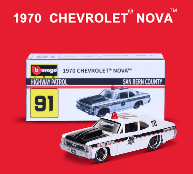 Bburago Chevrolet（シボレー）ミニカー＋フレグランスボトルセット Bburago 1:64 CHEVROLET NOVA Highway Patrol Model Diecast Metal Car