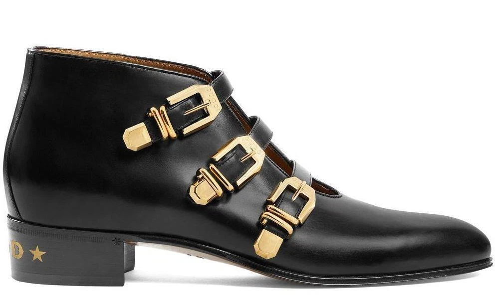 Bottes cheville à boucle noire GUCCI chaussures UK 10 () prix coûtant