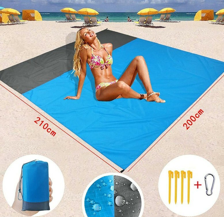 Serviette de Plage Anti-Sable Bleu 2m Finissez-en avec le Sable dans votre Lit et Voiture
