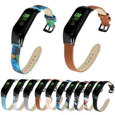 Flowers Leather Strap For Xiaomi Mi Band 6 5 4 3 Miband Smart Bracelet Watchband