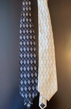 Set of 2 ties J Ferrari, pattern, blue, white, silver, 100 silk