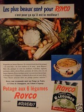 PUBLICITÉ 1956 ROYCO POTAGE AUX 6 LÉGUMES PRÊT EN 12 MINUTES - ADVERTISING 