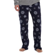 New Men's Loose-Fit Patterned Microfleece Sleep Pajama Pants Blue Size X-Large